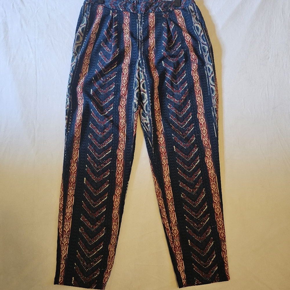Lauren by Ralph Lauren Boho Tribal Print Pants Size 10 Red Blue